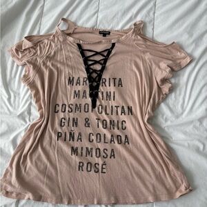 Express Pink Cut Out Short Sleeve Tee